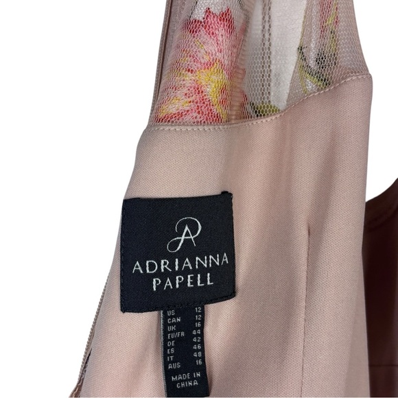 ADRIANNA PAPELL FLORAL HIGH LOW DRESS SLEEVELESS EMBROIDERED GARDEN COCKTAIL - Picture 12 of 14